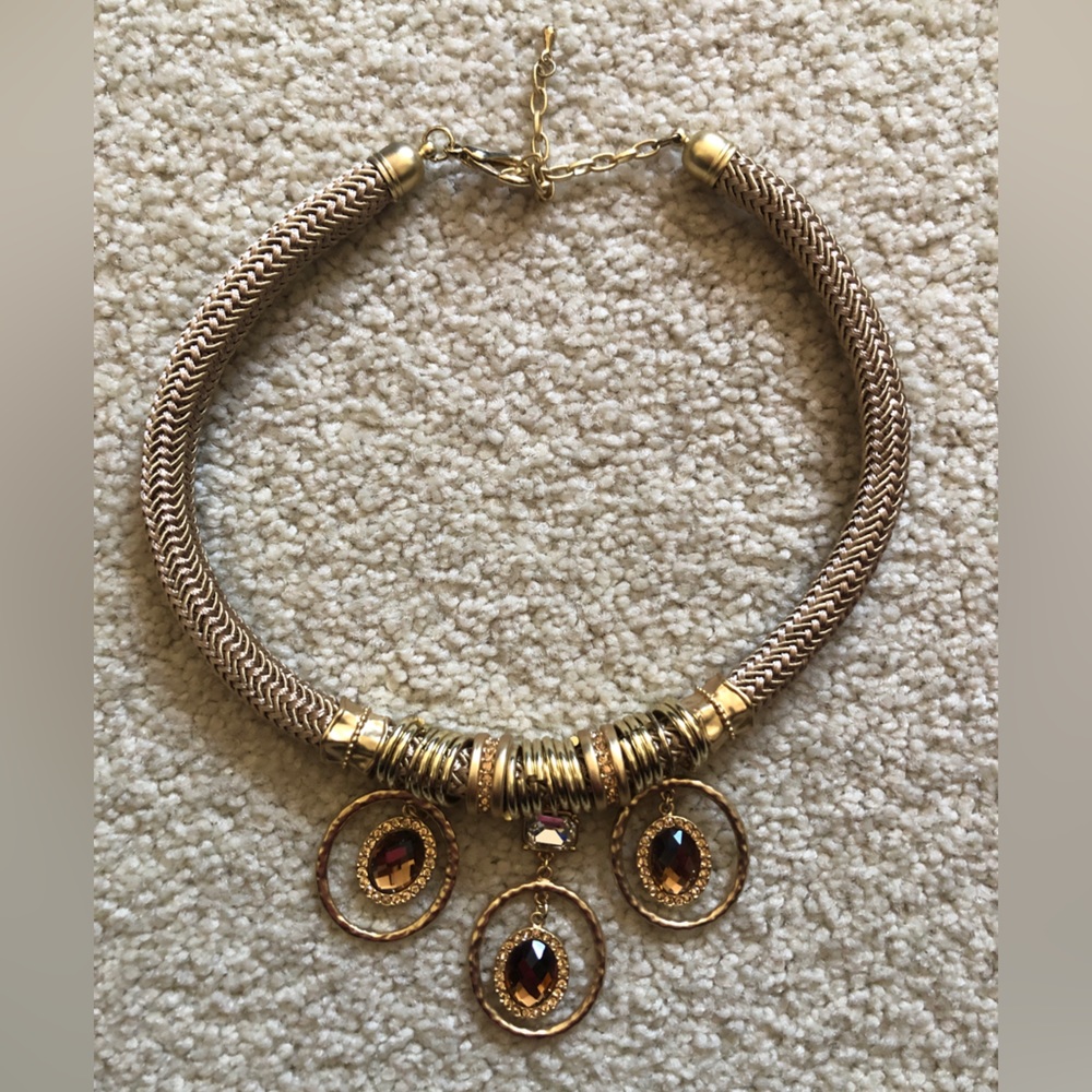 Crystal amber statement necklace